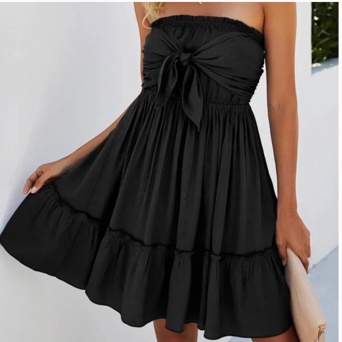 Boho Tie Front Ruffle Mini Dress